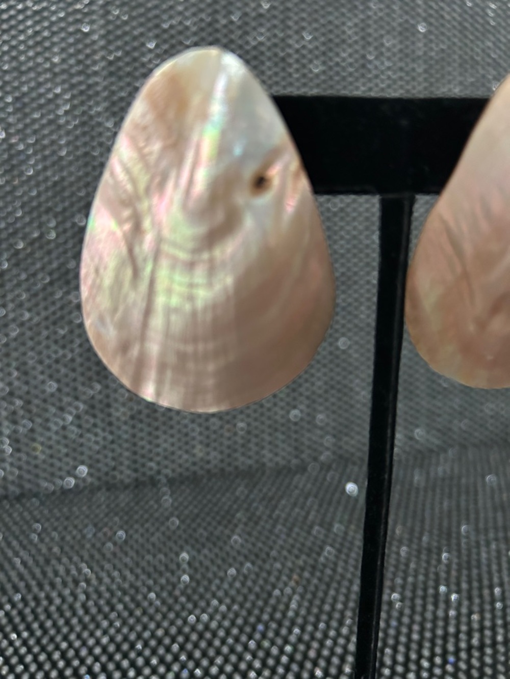 Natural Pink iridescent Mother-of-Pearl Teardrop Earrings - Picture 3 of 4